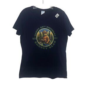Smokey Bear 80th Birthday Graphic Tshirt Womens Large Blue New Port & Company